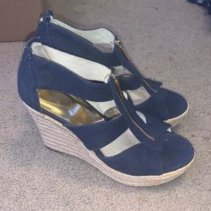 Michael Kors Damita Wedge Canvas Platform Sandal
